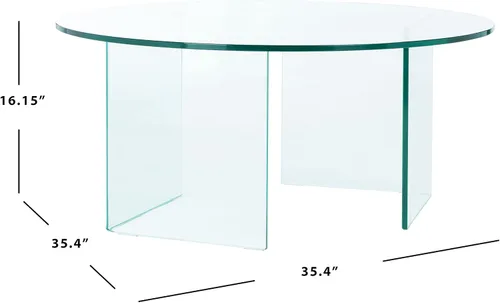 Miniatura 3 de SAFAVIEH Home Collection Bexon Mesa de centro redonda de vidrio templado transparente