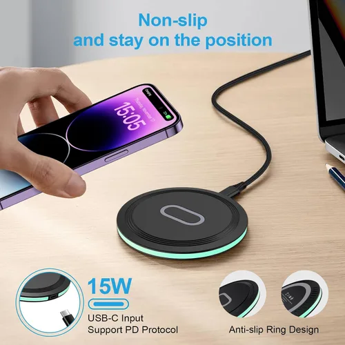 Miniatura 5 de Cargador inalámbrico de carga rápida para Samsung Galaxy S26 Ultra S25 S24 FE S23 FE Ultra S22 S21 Z Fold7 6, estación de carga inalámbrica de 15 W