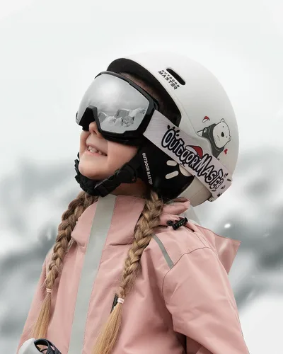 Miniatura 6 de OutdoorMaster - Juego de casco y gafas de esquí para niños, casco de snowboard, carcasa de PC duradera y espuma EPS, casco de nieve con 12 Blanco
