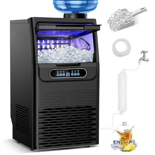 Miniatura 10 de Máquina comercial para hacer hielo en pepitas con contenedor de almacenamiento de 12 libras, 70 libras/24 horas de acero inoxidable debajo