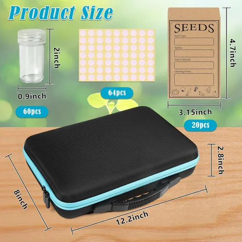 Miniatura 2 de Organizador de almacenamiento de semillas de 60 ranuras con 20 sobres para semillas, organizador de almacenamiento de semillas resistente con Ranura