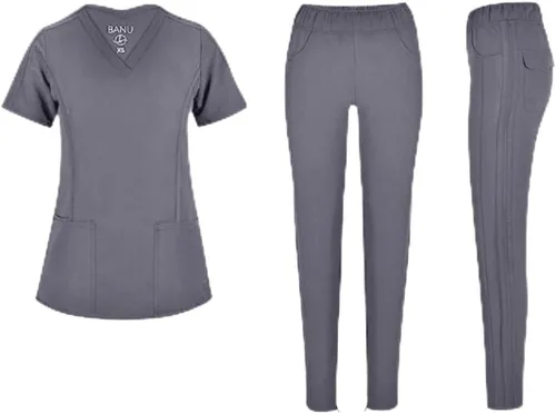 Miniatura 16 de Conjunto de 7 bolsillos Tali & Maya de enfermería para mujer, conjunto de uniforme médico diario para mujer, 3 bolsillos, parte superior, 4
