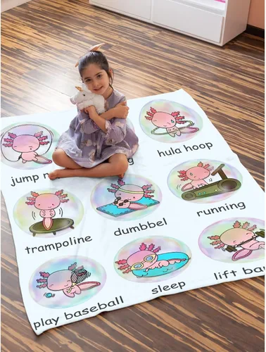 Miniatura 6 de Divertida manta de ajolote para mujeres y niñas, ligera y suave, manta de forro polar para sofá, cama, sofá y niños pequeños (50 x 40 pulgadas)