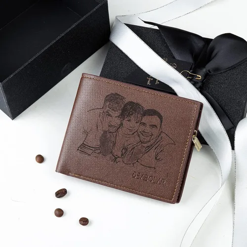 Miniatura 5 de Jewelstruck Billetera para hombre, billetera personalizada para hombre, carteras personalizadas para hombre, iniciales grabadas con imagen, día