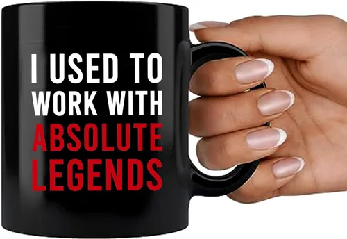 Miniatura 7 de Panvola Taza de café de cerámica con texto en inglés "I Used To Work With Absolute Legend Coworker Gifts Retirement New Job Goodbye Retired Negro