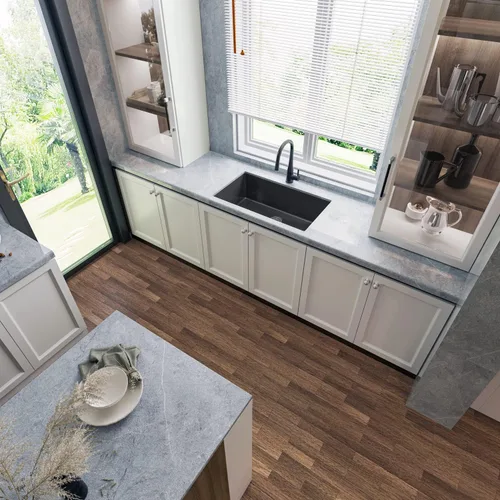 Miniatura 9 de Sinber HU3219S-B Fregadero de Cocina Empotrado de Un Solo Compartimento de 32" x 19" x 10" con Acero Inoxidable 304 Calibre 18 Acabado Negro