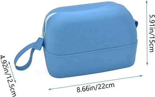 Miniatura 2 de Bolsa de maquillaje impermeable, bolsa de aseo de silicona, bolsa de almacenamiento de viaje portátil, bolsa de cosméticos lavable de gran Azul