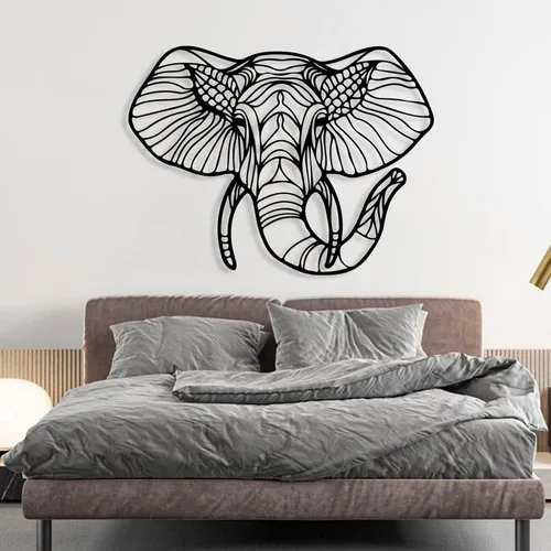 Miniatura 7 de Cadeali Arte de pared de cabeza de animal de elefante, arte moderno de pared de metal grande para sala de estar