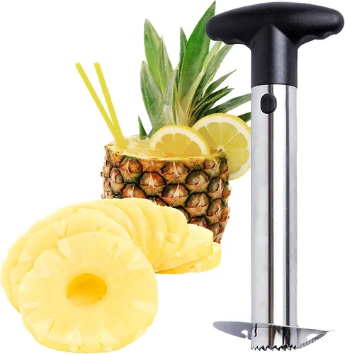 ZAFNAH - Cortador y descorazonador de piña, pelador de piñas de acero inoxidable, herramienta de extracción de ojos fácil para quitar el núcleo de