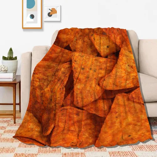 Miniatura 3 de Manta de Chips de Nachos para Otoño Invierno Primavera Todas las Estaciones Cálida Mullida 50x40 pulgadas para Pequeños Microfelpa Ligera Térmica
