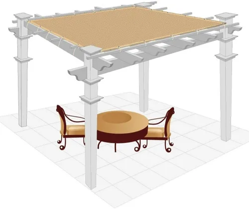 Miniatura 5 de Shatex - Tela para sombra con ojales y oscurecimiento del 90% de 10 x 12 pies para toldo de pérgola, color trigo, con 12 bolas elásticas