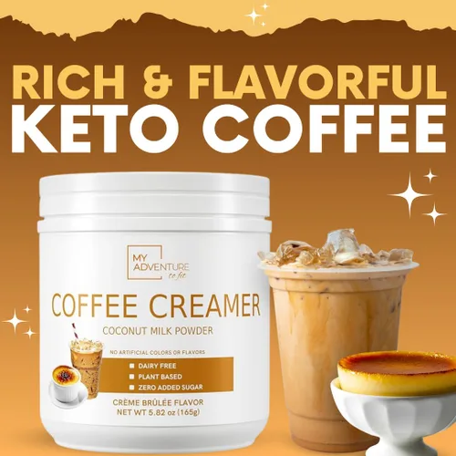 Miniatura 7 de Crema de café en polvo sin lácteos, crema en polvo sin azúcar para café caliente o helado, crema keto para mujeres y hombres, crema de coco baja