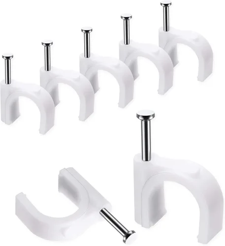 Miniatura 10 de Abnii Clips para Cables, 400 Piezas, 4mm 6mm 8mm 10mm, Clips de Pared para Alambre con Clavos de Acero, Clips Organizadores de Gestión de Cables
