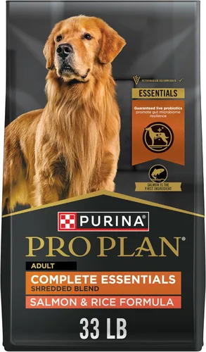 Purina Pro Plan Complete Essentials - Alimento seco para perros con mezcla triturada de salmón y arroz, fórmula seca con probióticos para perros,