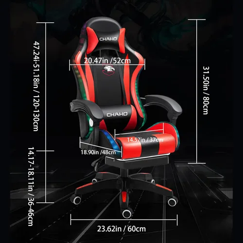 Miniatura 2 de KEUVEN Silla de juegos con reposapiés, silla de jugador para adultos, silla de juegos de capacidad de 200 libras, sillas
