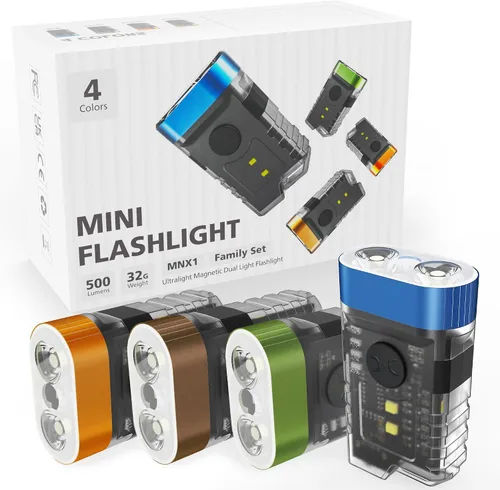 Miniatura 10 de Linterna recargable EDC con clip, 10 modos de iluminación, 2 ángulos de iluminación, mini linterna de carga USB C magnética para el hogar, regalo
