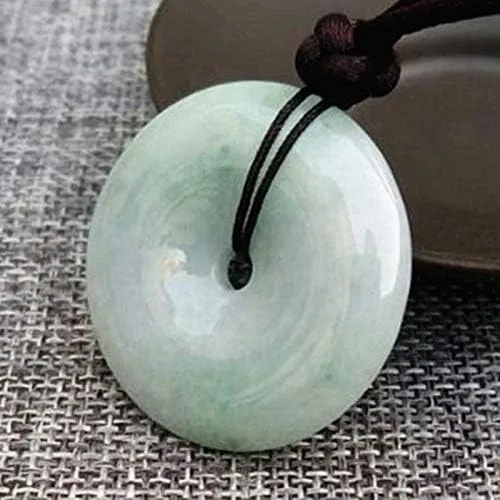 Colgante de Piedra de Jades Verde Natural tallado Redondo de la Hebilla de La Paz Collar de Joyería de Moda de las Mujeres