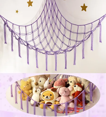 Miniatura 13 de mirolam Hamaca para Animales de Peluche - Red Grande para Animales de Peluche para Juguetes de Esquina - Organizador de Almacenamiento Colgante