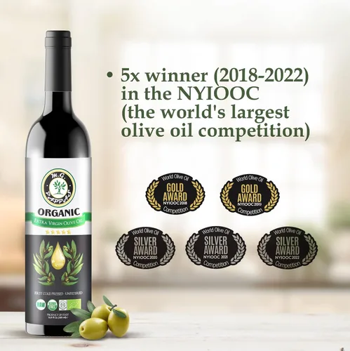 Miniatura 6 de M.G. PAPPAS Aceite de oliva orgánico italiano extra virgen prensado en frío, galardonado, AOVE sin filtrar, sin gluten, sin alérgenos, aceite