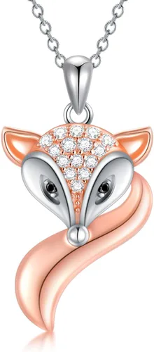 LONAGO Mother and Child Fox Necklace Sterling Silver, Foxes Heart Necklace Gift for Mother Grandmother Mom Daughter Women