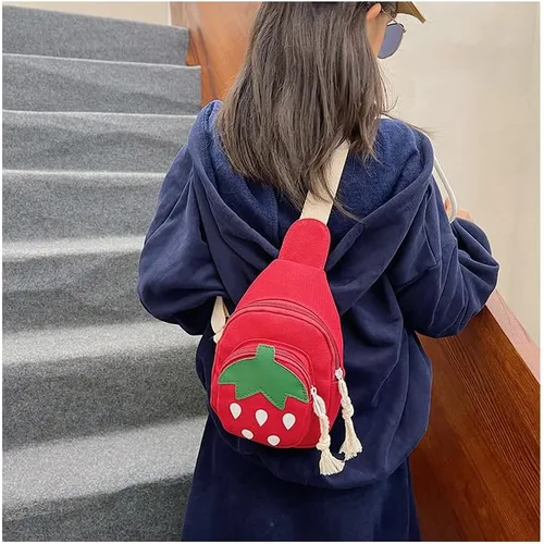 Miniatura 3 de Hiflyer Sling Bag Bolso de hombro Bolso de pecho, Mochila pequeña Bolsa de eslinga, Bolso Kawaii Mochila Kawaii Mochila Mochila Sling, Rojo Fresa