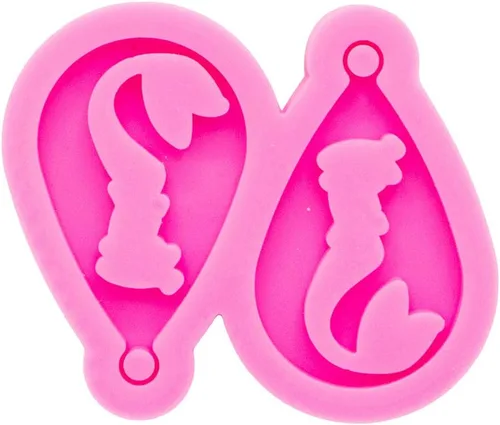 Molde de aretes con forma de lágrima estilo sirena súper brillante, molde de resina epoxi, molde de silicona hecho a mano, cola de pez para mujer,