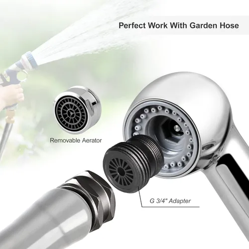 Miniatura 5 de Grifo de lavabo utilitario, grifo de lavadero con rociador extraíble, grifo de plástico ABS, centro de 4 pulgadas, instalación de 3 agujeros,
