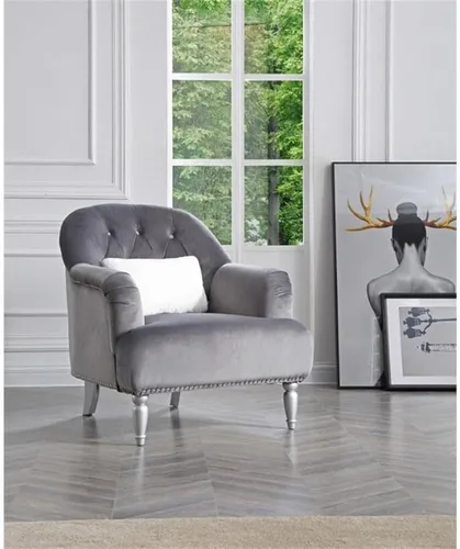 Miniatura 2 de Home Square Juego de muebles de 2 piezas con silla de terciopelo y sofá en gris
