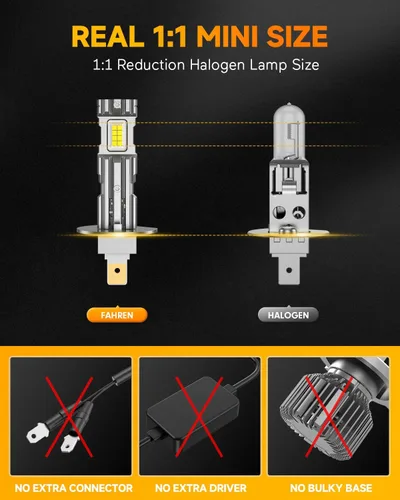 Miniatura 3 de FAHREN Bombilla de neumático H1 mejorada, bombillas para neumáticos H1 de tamaño mini 1:1, Plug and Play, no requiere adaptador, sin polaridad