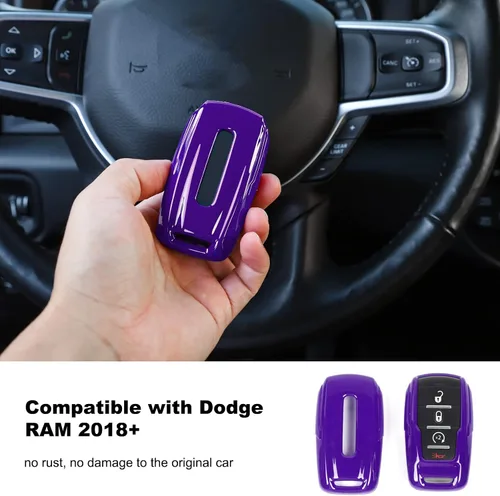 Miniatura 7 de RT-TCZ Funda para Llavero Estuche Cubierta Bolsa Porta Llaves Carcasa de Protección Accesorios para Dodge RAM 2018-2022, Morado