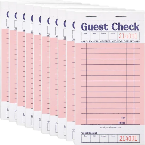 Miniatura 18 de Stock Your Home Libros azules de cheques de invitados para servidores (paquete de 20) bloc de notas de servidor, cuaderno de cheques de camarero