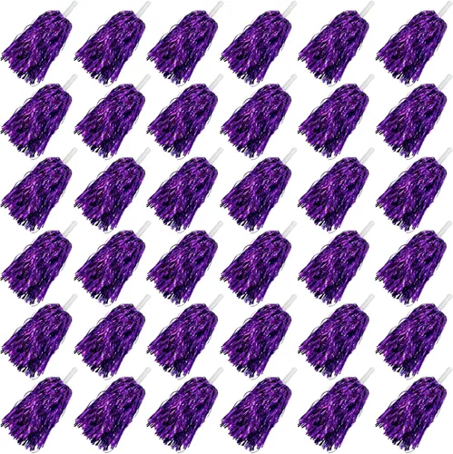Miniatura 16 de HAVAGDTM 36PCS Cheerleading Pom Poms Metallic Foil Plastic Pom Poms with Baton Handle for Game Sports Squads Dancing Party Football Basketball Club