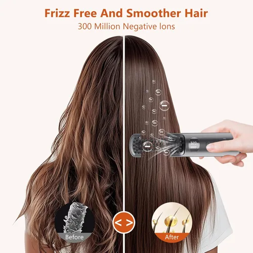 Miniatura 2 de Kawu Plancha eléctrica para el cabello, peine caliente portátil inalámbrico para viajes, de iones negativos de cerámica, mini peine alisador