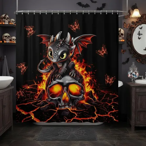 Miniatura 24 de Castle Fairy Cortinas de ducha impermeables 3D de sirena de ensueño, tela de paisaje, cortina de ducha de baño, diseño de mar, miau, pájaros
