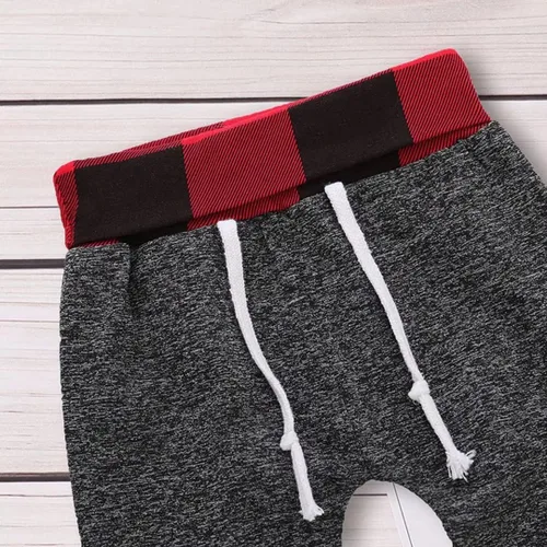 Miniatura 7 de Ropa de bebé niño para niños pequeños, traje de otoño e invierno, manga larga, bolsillo a cuadros, sudadera con capucha + pantalones, 2 piezas