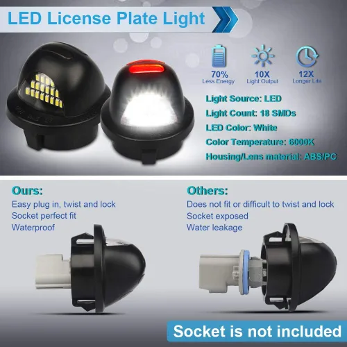Miniatura 3 de Juego de 2 lámparas LED para placa de matrícula con tubo de neón OLED rojo compatible con Ford F150 1990-2014, F250 F350 1999-2016, Ranger