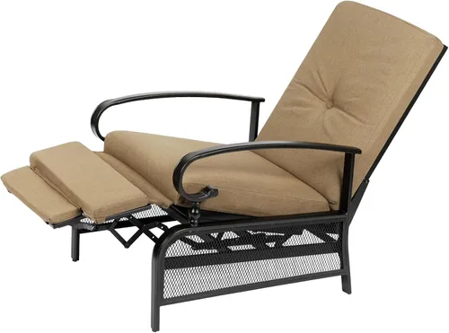 Miniatura 8 de Sillón ajustable para patio, sillón reclinable de metal automático con cojines extraíbles, color azul