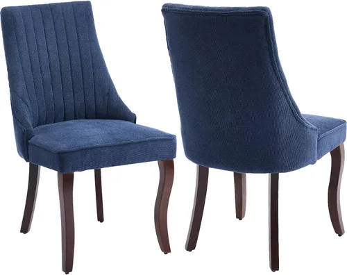 Miniatura 24 de Juego de 2 sillas de comedor modernas de mediados de siglo, tapizadas de tela beige, sillas de cocina y comedor, sillas de cocina con patas