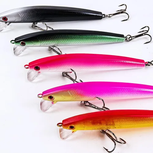 Miniatura 6 de Señuelos de pesca, señuelo grande y duro Minnow VIB con gancho de agudos Life-Like Swimbait Fishing Bait Popper Crankbait Vibe Sinking Señuelo