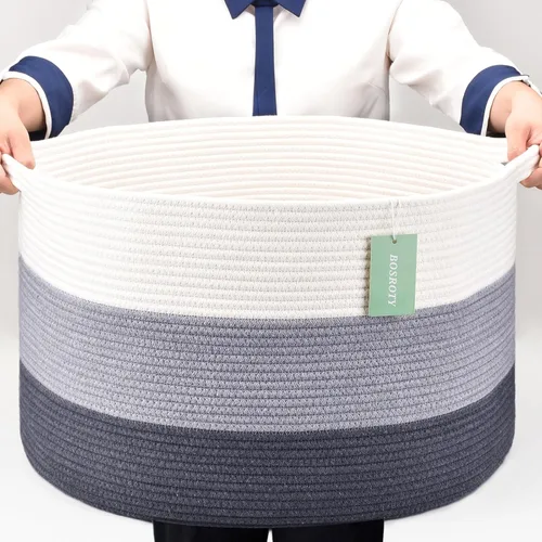 Cesta Extra Grande para Mantas 87L, Cesta para Ropa Sucia, Cesta de Guardería para Bebés para Almacenamiento de Juguetes, Ropa y Toallas, Cesta
