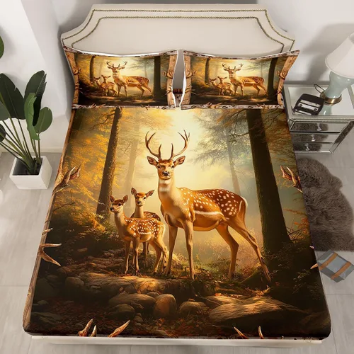 Miniatura 11 de Sábana bajera ajustable con estampado de guitarra, tamaño individual, protector de colchón con 1 funda de almohada, diseño de notas de partitura