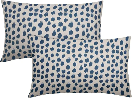 Miniatura 107 de Fundas de almohada marrón y blancas de 18 x 18 pulgadas, juego de 2 almohadas boho grises con lunares, fundas de almohada modernas estampadas
