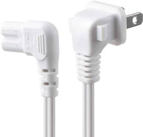 Miniatura 3 de C7 Cable de alimentación de 2 ranuras no polarizadas, ángulo de 90 grados, SPT-2, cable de alimentación de 18 AWG (IEC320 C7 a Nema 1-15P)