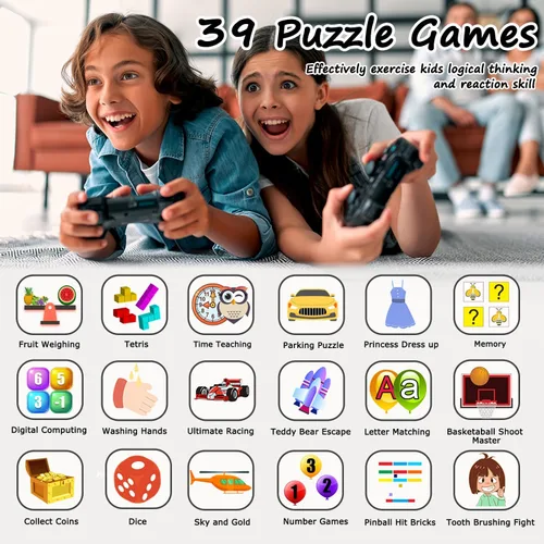 Miniatura 3 de Reloj inteligente para niños, reloj inteligente con 39 juegos, pantalla táctil HD, cámara de video, reproductor de música, podómetro, linterna