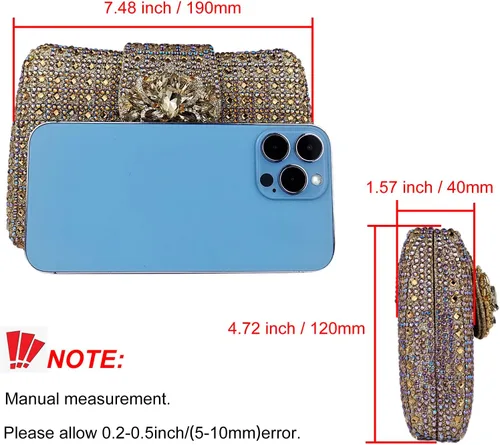 Miniatura 4 de Bolso de noche único con diamantes de imitación brillantes para mujer, bolso de embrague floral Sparkly, Rhinestone, Unique, Floral