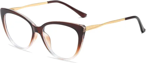 LJCZKA Lentes de bloqueo de luz azul de ojo de gato, antifatiga ocular, gafas de computadora para mujer, lentes de marco transparente a la moda
