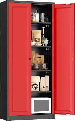 Miniatura 30 de Greenvelly Armario de almacenamiento de metal con puertas y estantes, armario de almacenamiento con cerradura de 36 pulgadas para oficina, gabinete