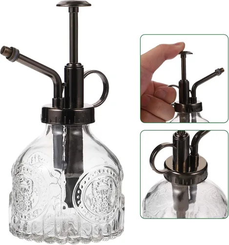 Miniatura 7 de GANAZONO Pequeña regadera botella de spray de vidrio para botella de riego de terrario Diseño vintage de vidrio