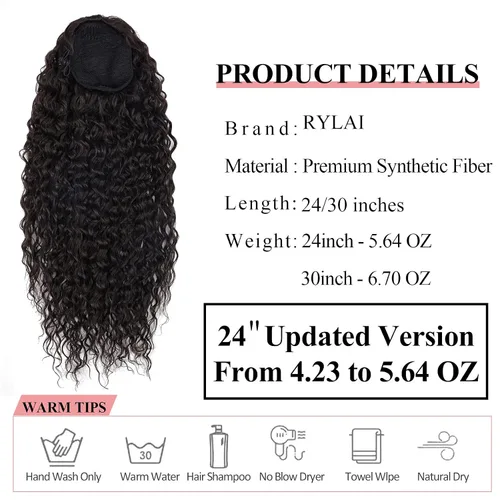 Miniatura 4 de Extensiones de cola de caballo de color marrón oscuro, extensiones de cabello humano real rizado con cordón, extensiones de cabello humano real