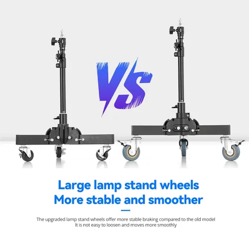 Miniatura 9 de AMBITFUL Soporte de luz resistente con ruedas, soporte de trípode de fotografía de 21 a 31.9 pulgadas con diseño plegable de altura ajustable y 3